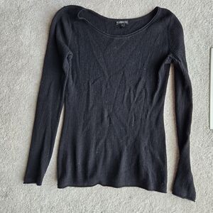 Express Black Ribbed Long Sleeve Top